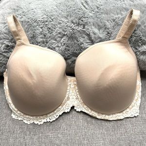 Wacoal Embrace Lace T-shirt Bra- size 34G- nude with ivory lace